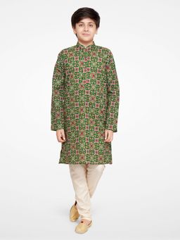 Jeetethnics - Boys Green Kurta Pyjama Set (Set of 2)