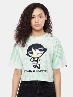 The Souled Store - Power Puff Girls Buttercup Whatever Women Oversized Crop T-shirt