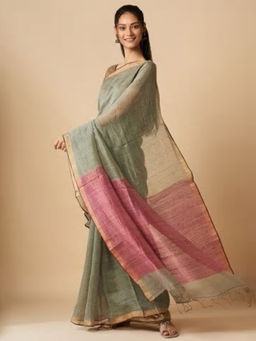 Fabindia - Linen Silk Zari Palla Sari