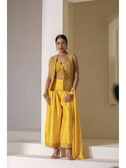 Rasasvada - Yellow Embroidered Jacket With Sharara