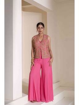 Rasasvada - Pink Embroidered Jacket With Sharara