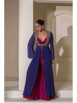Rasasvada - Blue Embroidered Jacket With Sharara