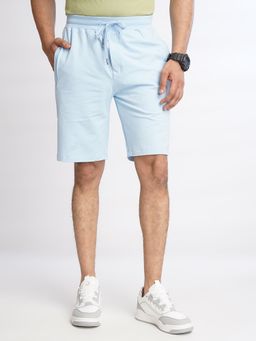 JadeBlue - Mens Light Blue Cotton Slim Fit Solid Shorts