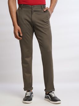 JadeBlue - Mens Brown Blended Regular Fit Casual Trouser