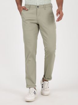 Greenfibre - Mens Light Green Cotton Slim Fit Solid Trouser