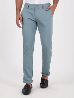 Greenfibre - Mens Light Blue Cotton Super Slim Fit Casual Trouser