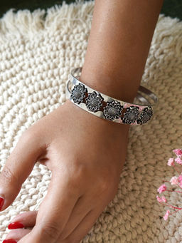 Teejh - Sagarika Silver Oxidised Bracelet Cuff for Women