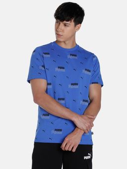 Puma - Ess Logo Power Aop Mens Blue T-shirt