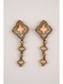 Lulu & Dorro - Women Peach Clover Drop Danglers Earrings