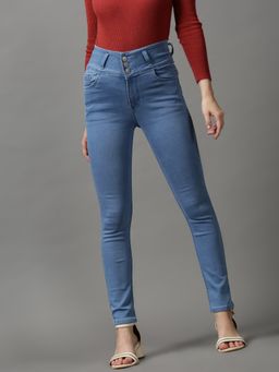 SHOWOFFFF - Women's Clean Look Skinny Fit Blue Denim Jeans