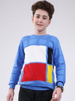 Monte Carlo - Boys Round Neck Full Sleeve Pullover - Blue