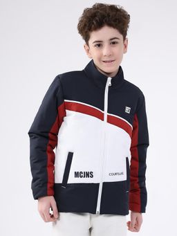 Monte Carlo - Boys Regular Fit Colorblock Full Sleeve Winter Jacket - Navy Blue