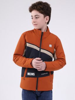 Monte Carlo - Boys Regular Fit Colorblock Full Sleeve Winter Jacket - Rust