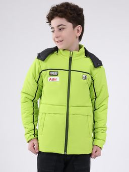 Monte Carlo - Boys Regular Fit Solid Full Sleeve Winter Jacket - Green