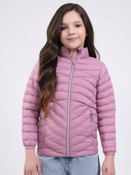 Monte Carlo - Girls Regular Fit Solid Winter Stylish Zipper Jacket - Lavender