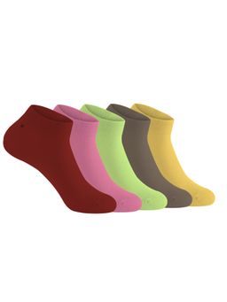 Footprints - Multi-Color Bamboo Ankle Casual Socks For Women (Pack of 5)