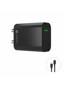 Portronics - Adaptor 44 Fast Charging 20W Mobile Charger with Dual Output (USB + PD) Black