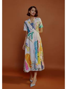 Advait - Multi-Color Doodle Flap Dress