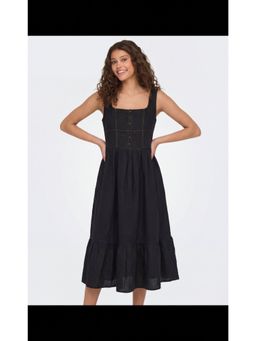 FELRIO - Black Sleeveless Button-Front Fit and Flare Dress