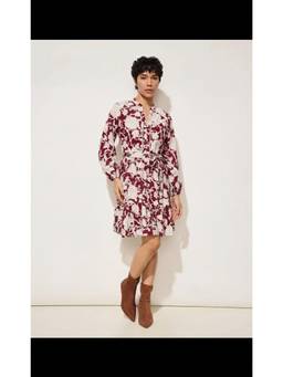 FELRIO - Brown Bold Floral Tie-Up Dress