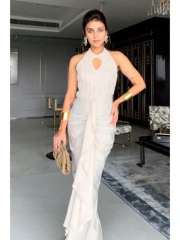 ZABELLA - Beige Nriti Shah Draped Dress