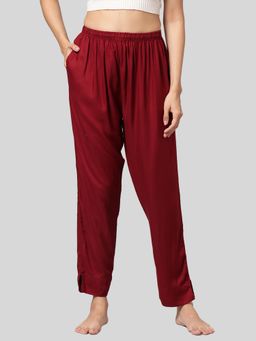 Kryptic - Womens Maroon Solid Viscose Light Weight Lounge Pant