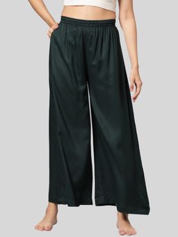 Kryptic - Womens Bottle Green Solid Viscose Light Weight Flared Lounge Pant
