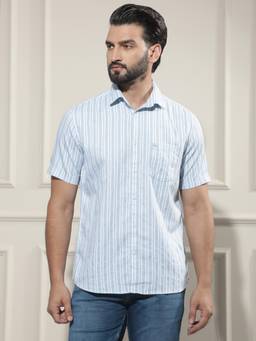 CRIMSOUNE CLUB - Blue Vertical Striped Shirt