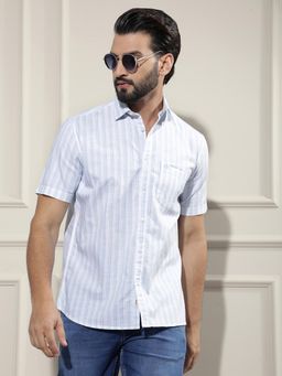 CRIMSOUNE CLUB - White Vertical Striped Shirt