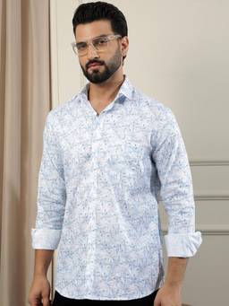 CRIMSOUNE CLUB - Blue Printed Shirt