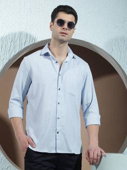 CRIMSOUNE CLUB - Blue Textured Shirt