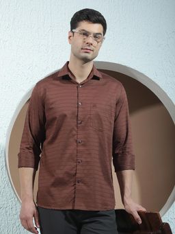 CRIMSOUNE CLUB - Brown Horizontal Stripes Shirt