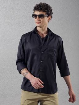 CRIMSOUNE CLUB - Navy Blue Printed Shirt
