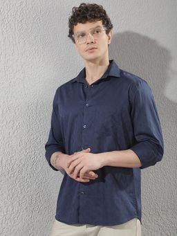 CRIMSOUNE CLUB - Navy Blue Printed Shirt