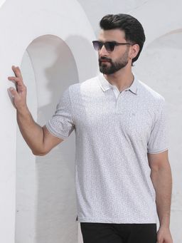 CRIMSOUNE CLUB - Grey Printed Polo T-Shirt