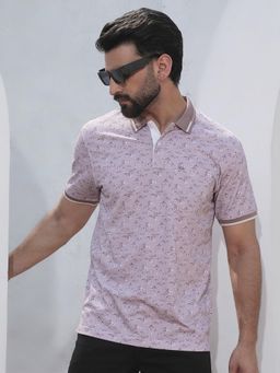 CRIMSOUNE CLUB - Purple Floral Print Polo T-Shirt