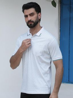 CRIMSOUNE CLUB - Blue Printed Polo T-Shirt