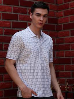 CRIMSOUNE CLUB - Blue Printed Polo T-Shirt