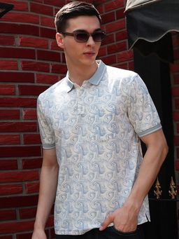 CRIMSOUNE CLUB - Grey Printed Polo T-Shirt
