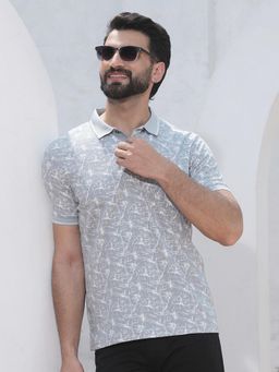 CRIMSOUNE CLUB - Grey Printed Polo T-Shirt