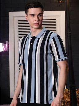 CRIMSOUNE CLUB - Multi-Colour Vertical Striped Polo T-Shirt