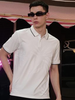 CRIMSOUNE CLUB - White Jacquard Polo T-Shirt