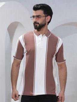 CRIMSOUNE CLUB - Multi-Color Vertical Striped Polo T-Shirt