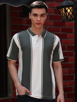 CRIMSOUNE CLUB - Multi-Color Vertical Striped Polo T-Shirt