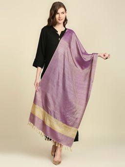 Dupatta Bazaar - Womens Two Tone Light Purple Cotton Silk Stole / Dupatta