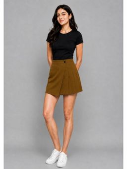 Twenty Dresses by Nykaa Fashion - Womens Brown Pleated A-Line Wrap Skirt