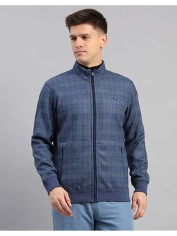 Monte Carlo - Blue Blended High Neck Checks Reversible Sweatshirt