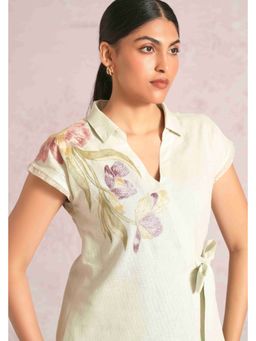 Kaveri - Women Green Linen Blend Top