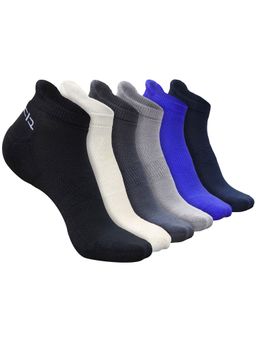 Heelium - Bamboo Ankle Socks-FreeSize UK7-11,6 Pairs,Black DGrey LGrey White RBlue NBlue (Pack of 6)