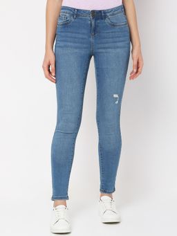 VERO MODA - Women Blue Mid Waist Skinny Distressed Jeans (26)
